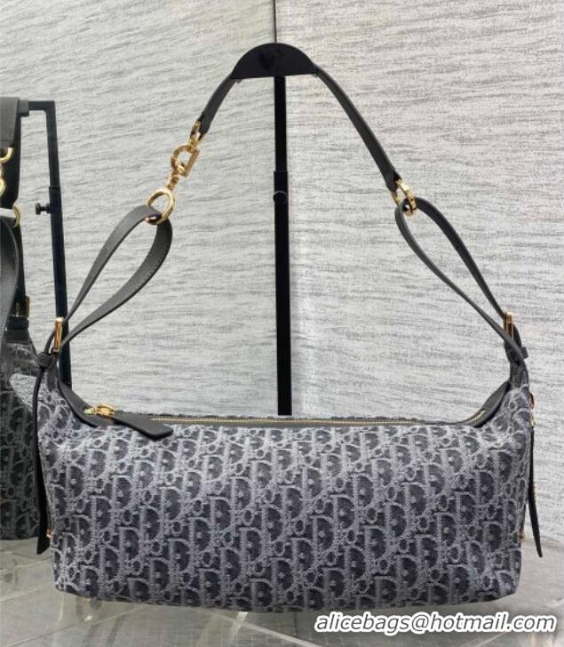 Famous Brand Dior Medium D-Journey Hobo Bag in Grey Denim Oblique Jacquard S2866 2025