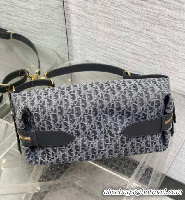 Famous Brand Dior Medium D-Journey Hobo Bag in Grey Denim Oblique Jacquard S2866 2025