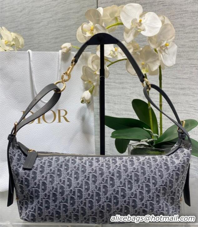 Famous Brand Dior Medium D-Journey Hobo Bag in Grey Denim Oblique Jacquard S2866 2025