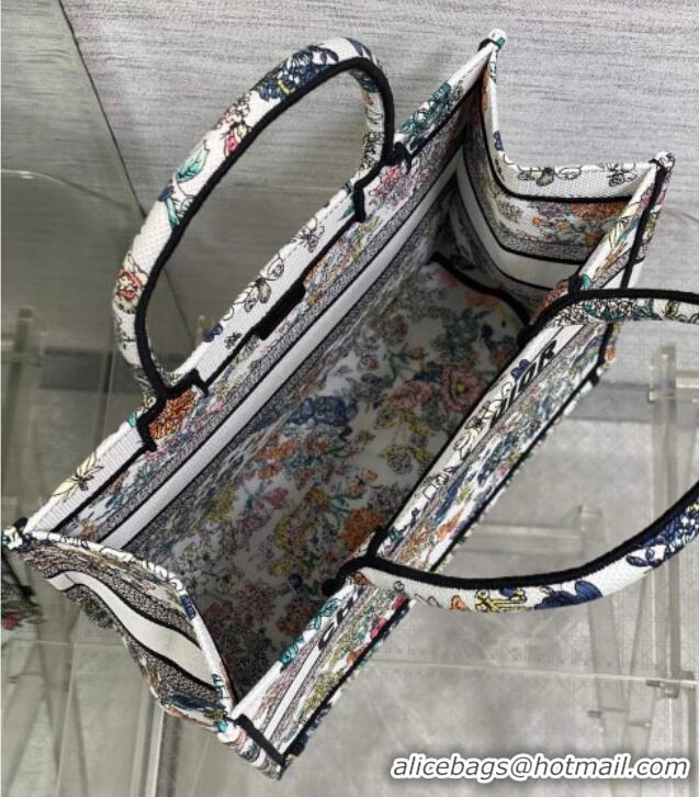 Trendy Design Dior Lucky Medium Dior Book Tote Bag in White Multicolor Flowers Calendar Allover Embroidery D2051 2025