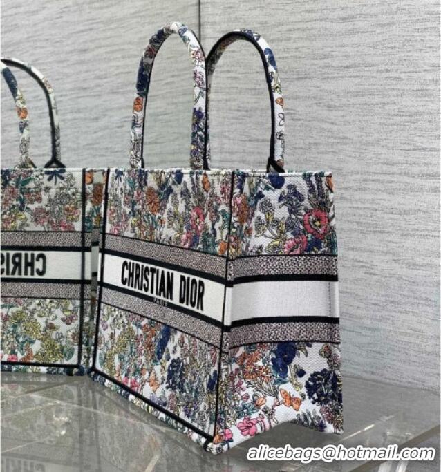 Trendy Design Dior Lucky Medium Dior Book Tote Bag in White Multicolor Flowers Calendar Allover Embroidery D2051 2025