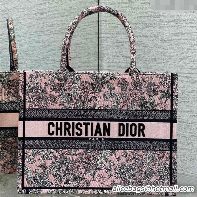 Buy Cheap Dior Lucky Medium Dior Book Tote Bag in Pink Multicolor Flowers Calendar Allover Embroidery D2053 2025