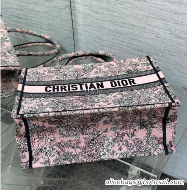 Buy Cheap Dior Lucky Medium Dior Book Tote Bag in Pink Multicolor Flowers Calendar Allover Embroidery D2053 2025