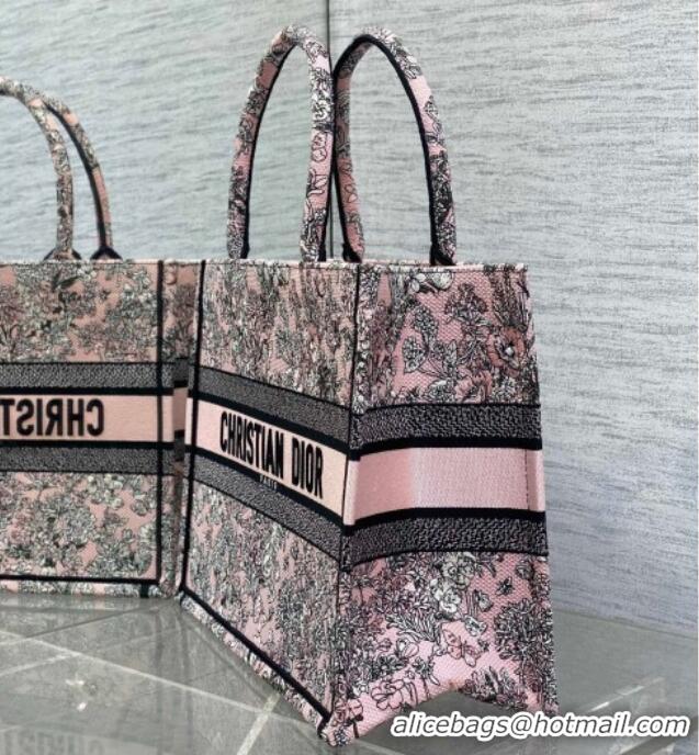 Buy Cheap Dior Lucky Medium Dior Book Tote Bag in Pink Multicolor Flowers Calendar Allover Embroidery D2053 2025
