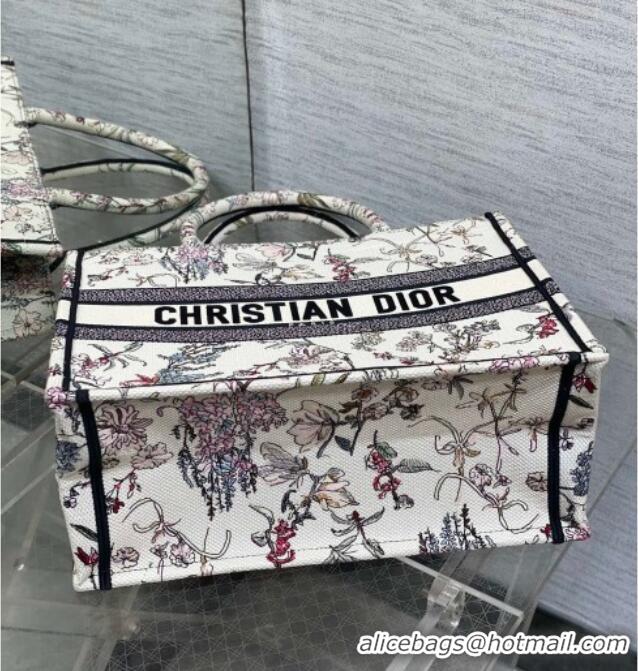 Original Cheap Dior Medium Dior Book Tote Bag in White Flower Embroidery D1122 2025
