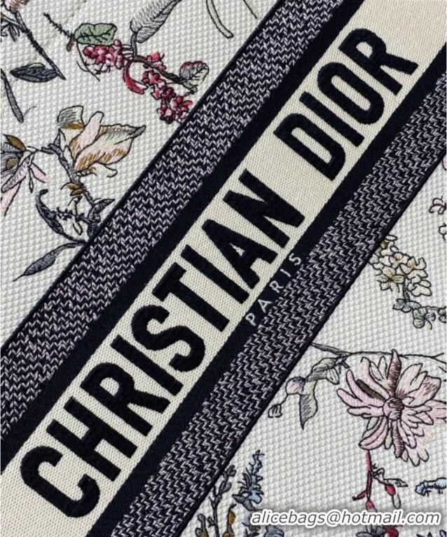 Original Cheap Dior Medium Dior Book Tote Bag in White Flower Embroidery D1122 2025