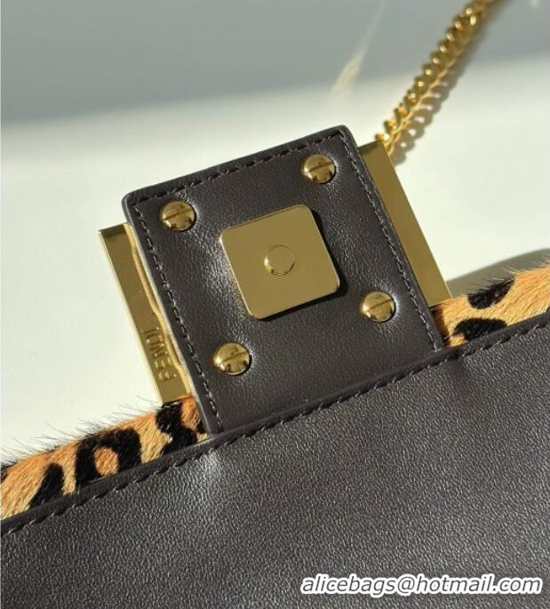 Best Price Fendi Baguette Mini Bag in Leopard Printed Mohair 8691S 2025