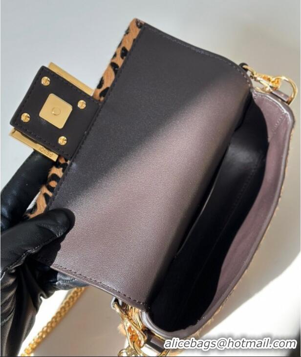 Best Price Fendi Baguette Mini Bag in Leopard Printed Mohair 8691S 2025