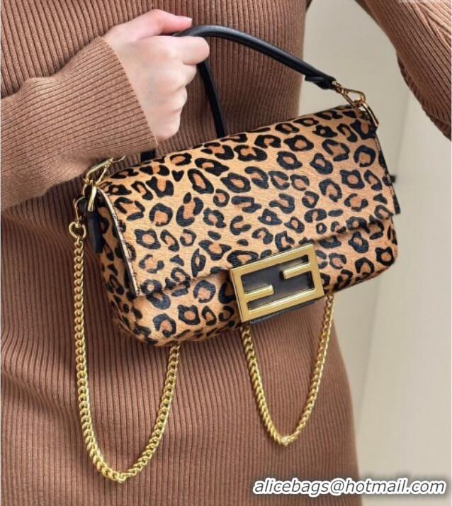 Best Price Fendi Baguette Mini Bag in Leopard Printed Mohair 8691S 2025