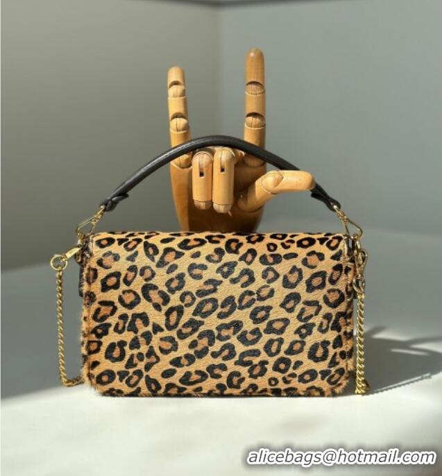 Best Price Fendi Baguette Mini Bag in Leopard Printed Mohair 8691S 2025