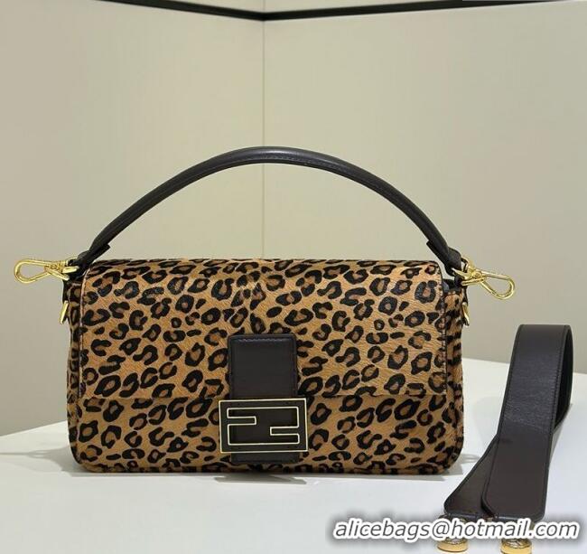 Affordable Price Fendi Baguette Medium Bag in Leopard Printed Mohair 8691M 2025