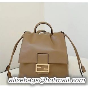 Grade Quality Fendi Backpack Bag in Leather 8689 Beige 2025