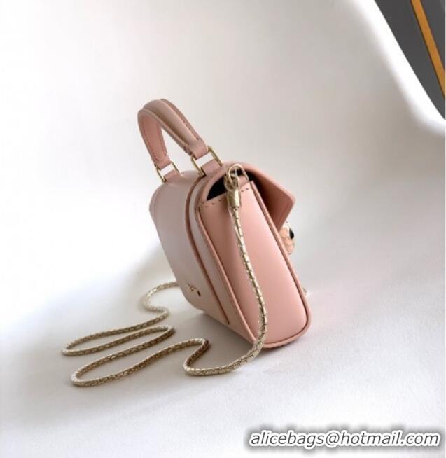 Super Quality Bvlgari Serpenti Serpenti Forever Phone Case in Calfskin Leather 294894 Light Pink 2025