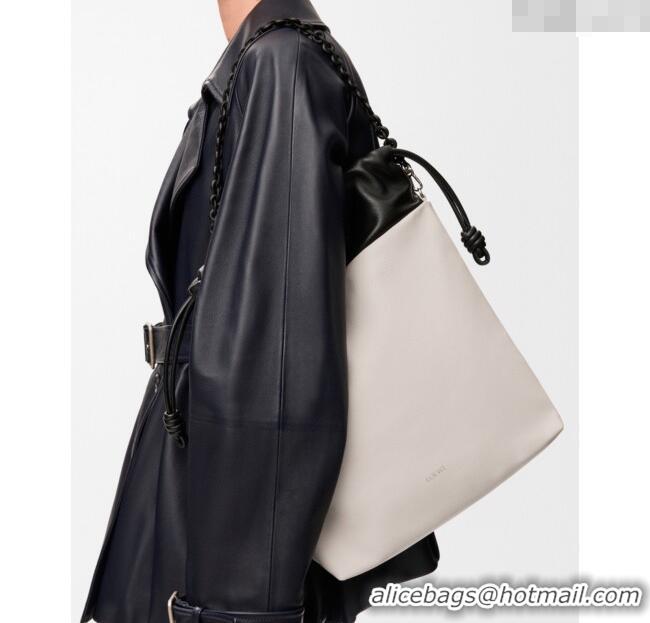 Market Sells Loewe Flamenco Purse Tote Bag in Mellow Nappa Lambskin Leather 012551 Light Ghost/Black 2025
