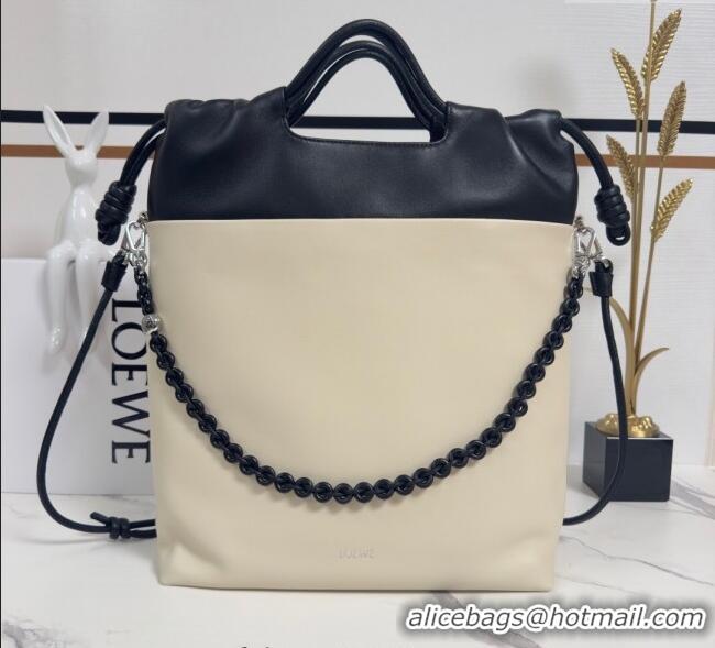 Market Sells Loewe Flamenco Purse Tote Bag in Mellow Nappa Lambskin Leather 012551 Light Ghost/Black 2025