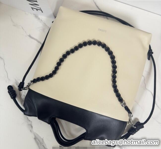 Market Sells Loewe Flamenco Purse Tote Bag in Mellow Nappa Lambskin Leather 012551 Light Ghost/Black 2025