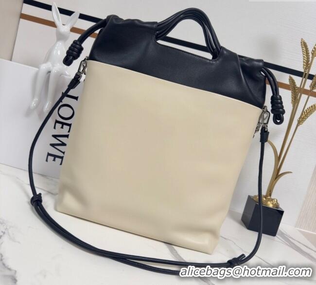 Market Sells Loewe Flamenco Purse Tote Bag in Mellow Nappa Lambskin Leather 012551 Light Ghost/Black 2025