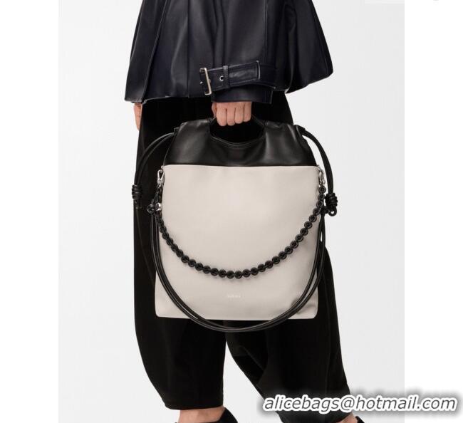 Market Sells Loewe Flamenco Purse Tote Bag in Mellow Nappa Lambskin Leather 012551 Light Ghost/Black 2025