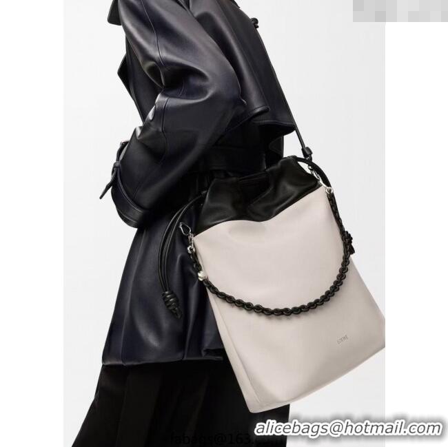 Market Sells Loewe Flamenco Purse Tote Bag in Mellow Nappa Lambskin Leather 012551 Light Ghost/Black 2025