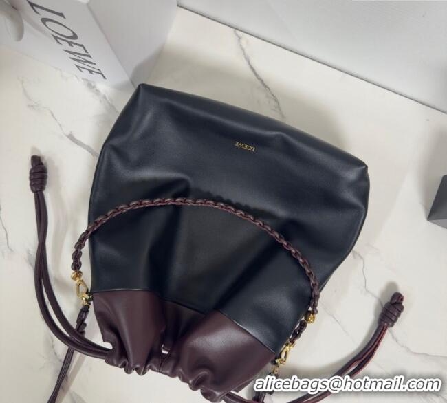 Best Grade Loewe Flamenco Purse Tote Bag in Mellow Nappa Lambskin Leather 012551 Black/Dark Chestnut 2025