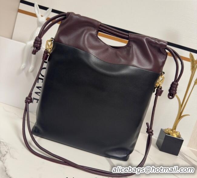 Best Grade Loewe Flamenco Purse Tote Bag in Mellow Nappa Lambskin Leather 012551 Black/Dark Chestnut 2025