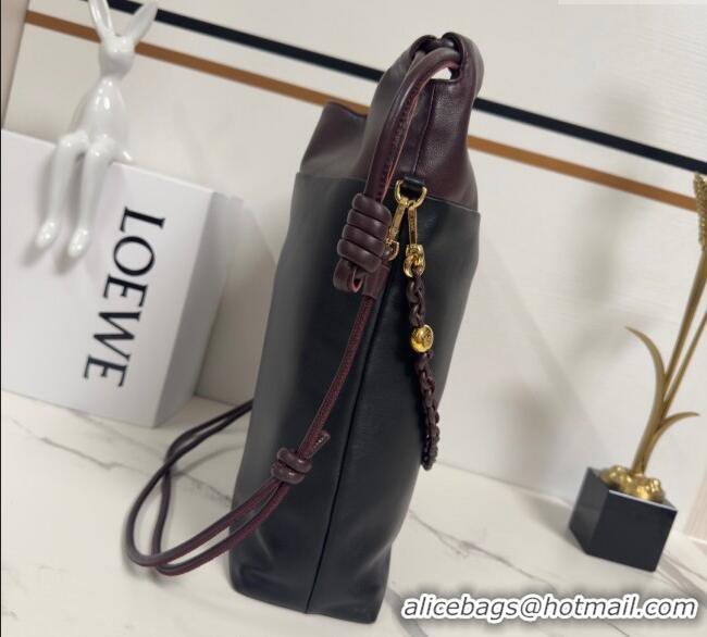 Best Grade Loewe Flamenco Purse Tote Bag in Mellow Nappa Lambskin Leather 012551 Black/Dark Chestnut 2025