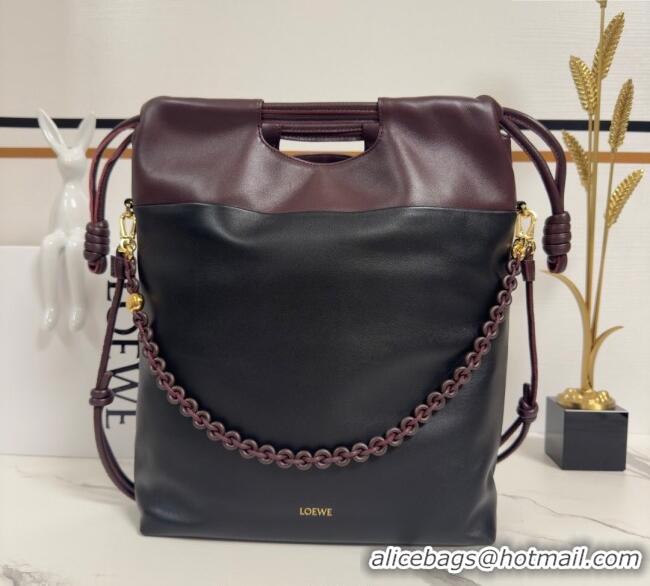 Best Grade Loewe Flamenco Purse Tote Bag in Mellow Nappa Lambskin Leather 012551 Black/Dark Chestnut 2025