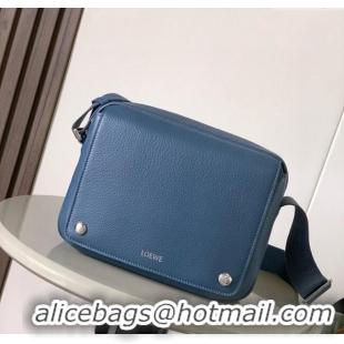 Best Quality Loewe Medium Pebble messenger bag in supple grained calfskin 9094 Indigo Blue 2025