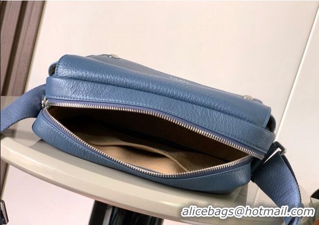 Best Quality Loewe Medium Pebble messenger bag in supple grained calfskin 9094 Indigo Blue 2025