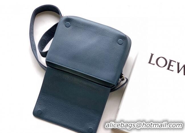 Best Quality Loewe Medium Pebble messenger bag in supple grained calfskin 9094 Indigo Blue 2025