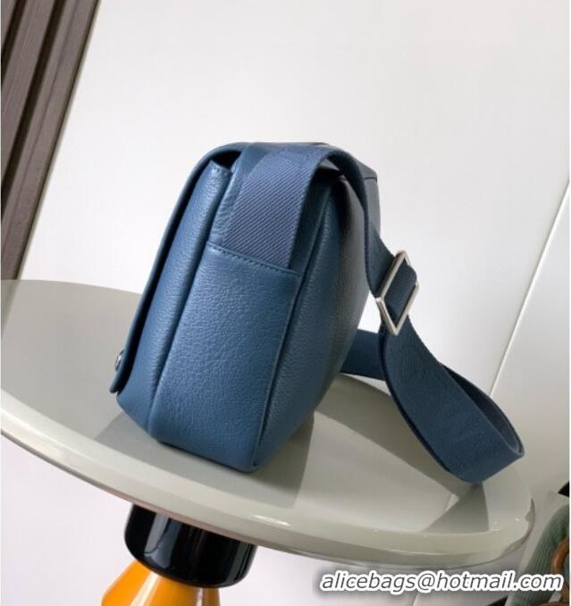 Best Quality Loewe Medium Pebble messenger bag in supple grained calfskin 9094 Indigo Blue 2025