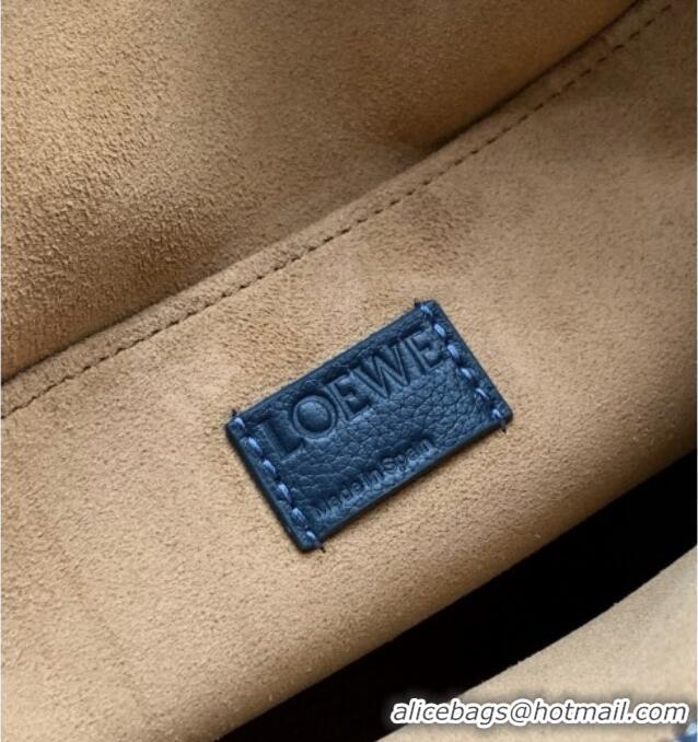 Best Quality Loewe Medium Pebble messenger bag in supple grained calfskin 9094 Indigo Blue 2025