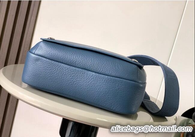 Best Quality Loewe Medium Pebble messenger bag in supple grained calfskin 9094 Indigo Blue 2025