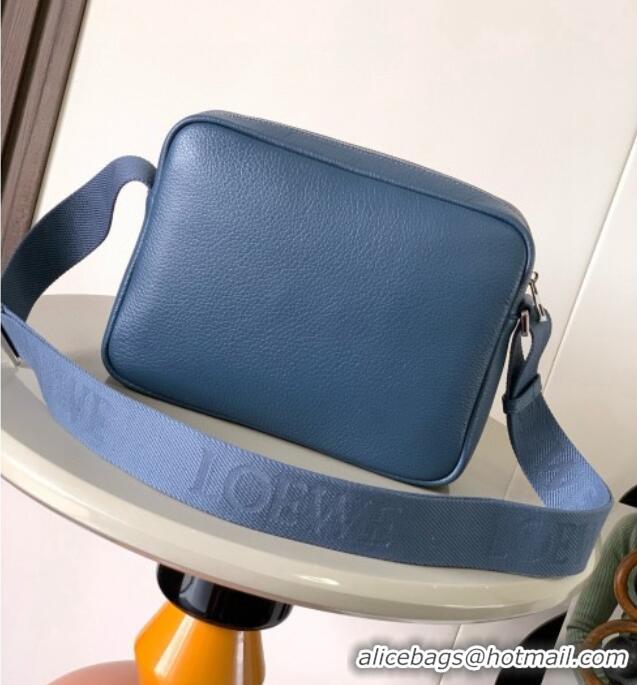 Best Quality Loewe Medium Pebble messenger bag in supple grained calfskin 9094 Indigo Blue 2025