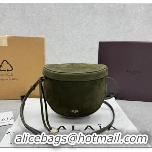 Top Grade Alaia Hip Belt Bag in Nubuck Leather 4495 Green 2025