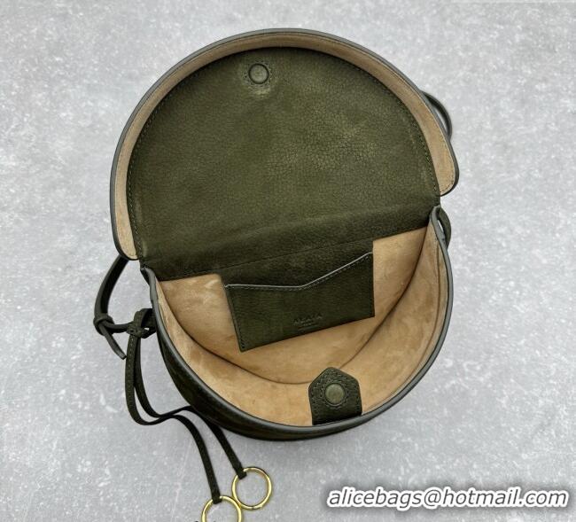 Top Grade Alaia Hip Belt Bag in Nubuck Leather 4495 Green 2025