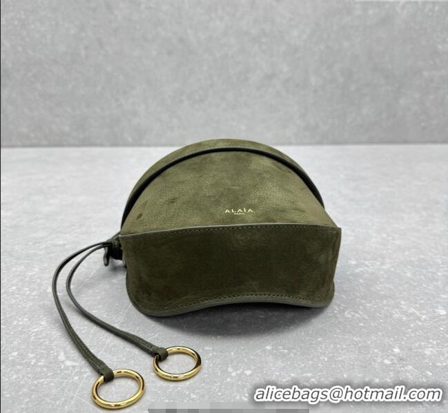 Top Grade Alaia Hip Belt Bag in Nubuck Leather 4495 Green 2025
