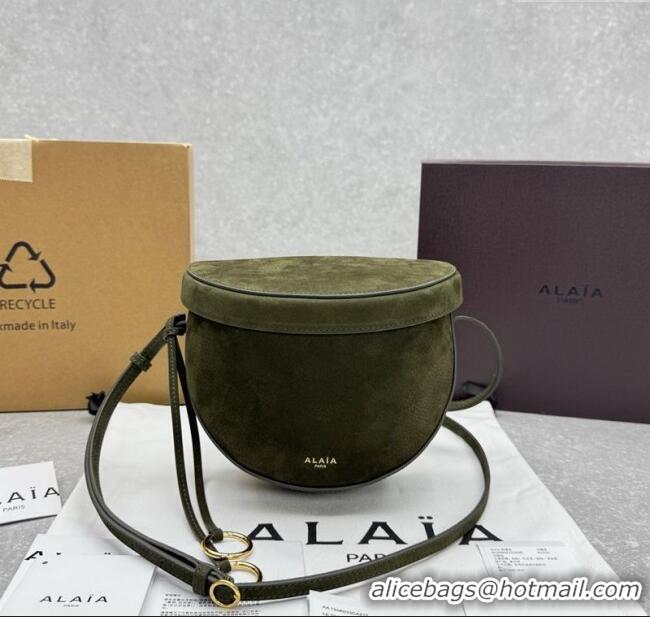 Top Grade Alaia Hip Belt Bag in Nubuck Leather 4495 Green 2025