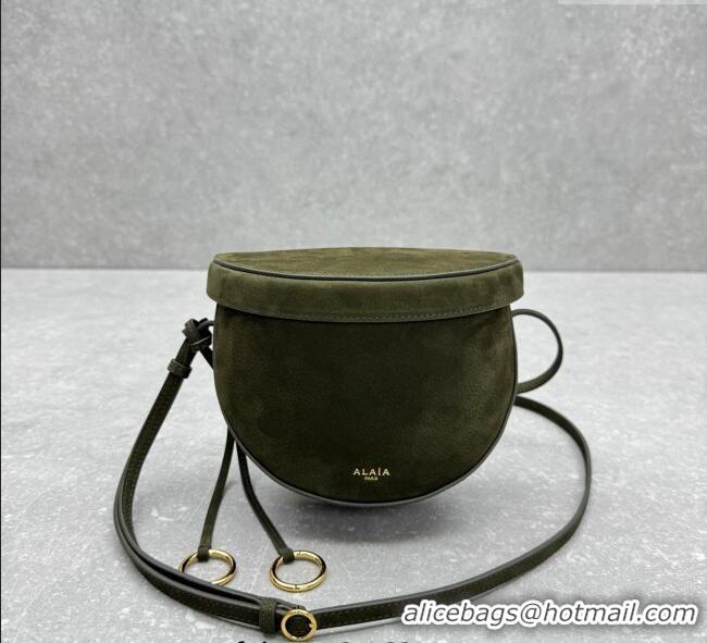 Top Grade Alaia Hip Belt Bag in Nubuck Leather 4495 Green 2025