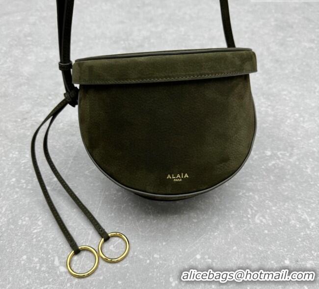 Top Grade Alaia Hip Belt Bag in Nubuck Leather 4495 Green 2025