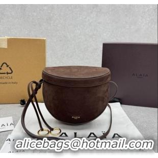 Luxury Discount Alaia Hip Belt Bag in Nubuck Leather 4495 Brown 2025