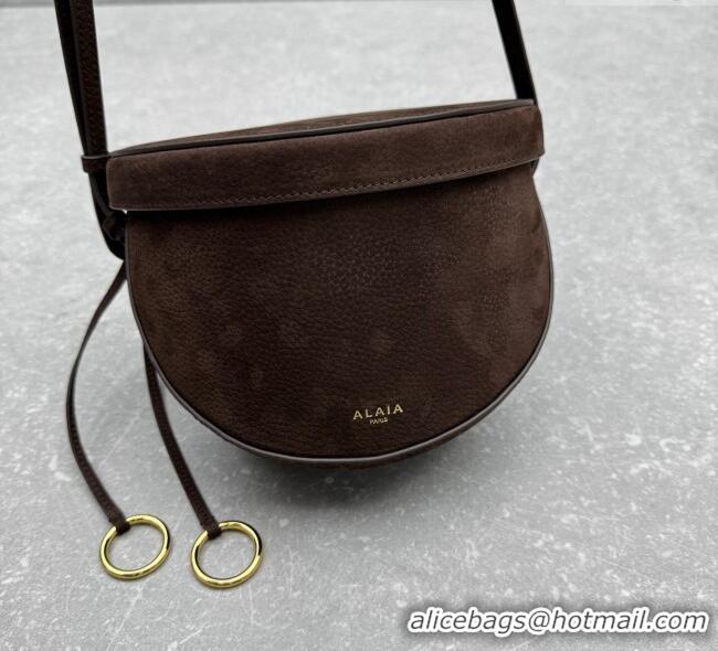 Luxury Discount Alaia Hip Belt Bag in Nubuck Leather 4495 Brown 2025