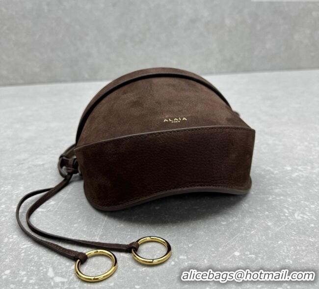 Luxury Discount Alaia Hip Belt Bag in Nubuck Leather 4495 Brown 2025