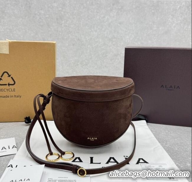 Luxury Discount Alaia Hip Belt Bag in Nubuck Leather 4495 Brown 2025