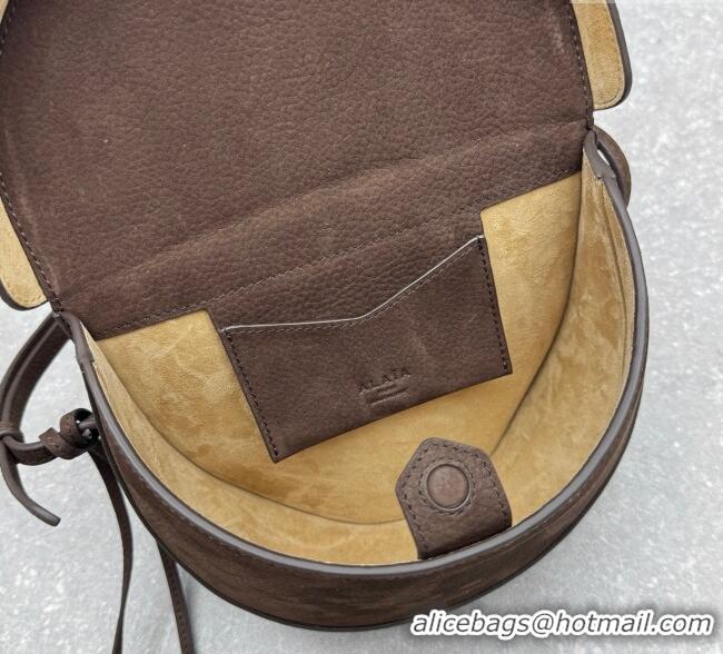Luxury Discount Alaia Hip Belt Bag in Nubuck Leather 4495 Brown 2025