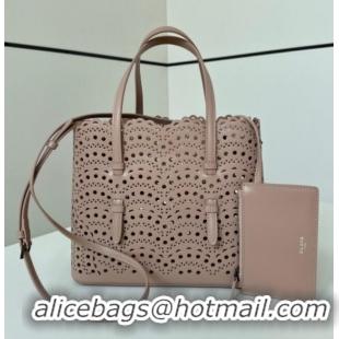 Reasonable Price Alaia Mina Tote Bag in Vienne Openwork Leather 8819L Pink 2025