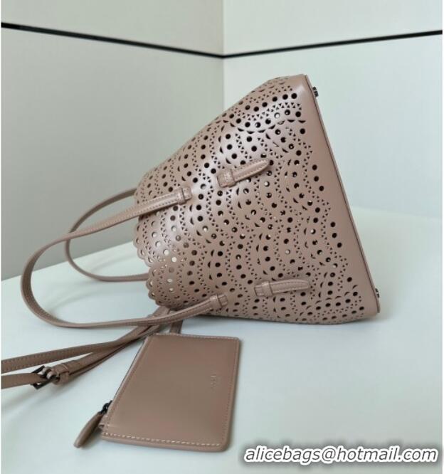 Reasonable Price Alaia Mina Tote Bag in Vienne Openwork Leather 8819L Pink 2025
