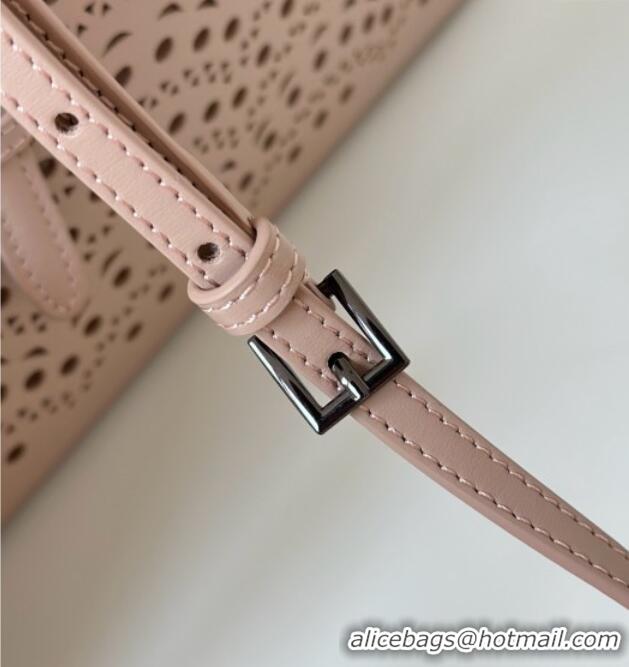 Reasonable Price Alaia Mina Tote Bag in Vienne Openwork Leather 8819L Pink 2025