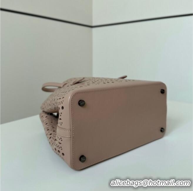 Reasonable Price Alaia Mina Tote Bag in Vienne Openwork Leather 8819L Pink 2025