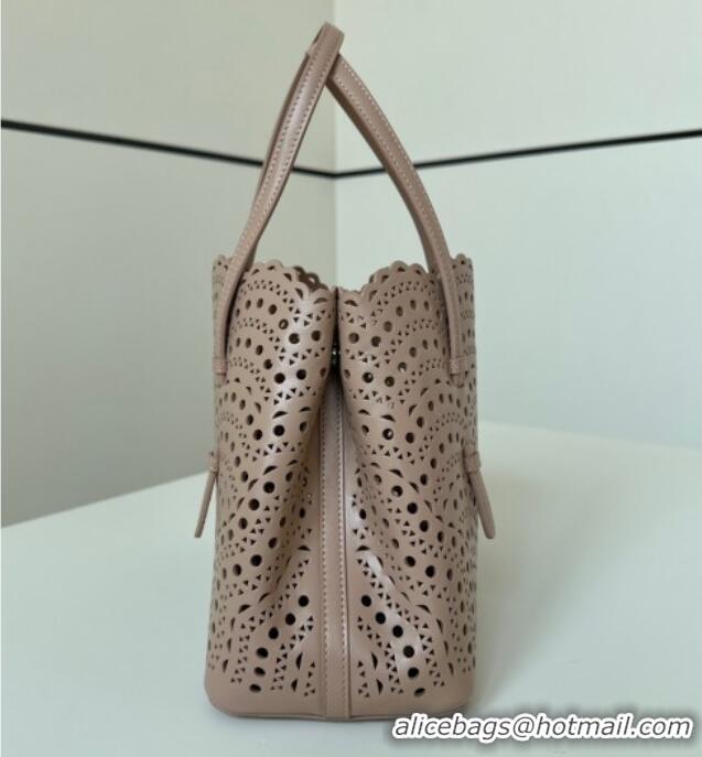 Reasonable Price Alaia Mina Tote Bag in Vienne Openwork Leather 8819L Pink 2025
